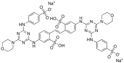 disodium hydrogen -4,4'-bis[[4-morpholino-6-[(4-sulphonatophenyl)amino]-1,3,5-triazin-2-yl]amino]stilbene-2,2'-disulphonate Struktur