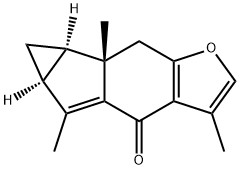 (5aS)-3,5,6bβ-Trimethyl-5aα,6aα,6b,7-tetrahydrocycloprop[2,3]indeno[5,6-b]furan-4(6H)-one Struktur