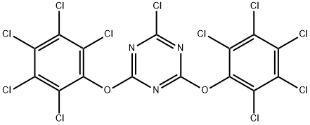 2-Chloro-4,6-bis[(pentachlorophenyl)oxy]-1,3,5-triazine Struktur