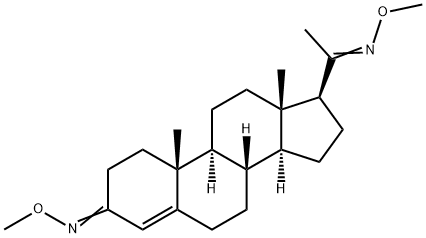 Pregn-4-ene-3,20-dione bis(O-methyl oxime) Struktur