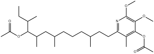 13-(4-Acetyloxy-5,6-dimethoxy-3-methylpyridin-2-yl)-3,5,7,11-tetramethyl-4-acetyloxytridecane Struktur