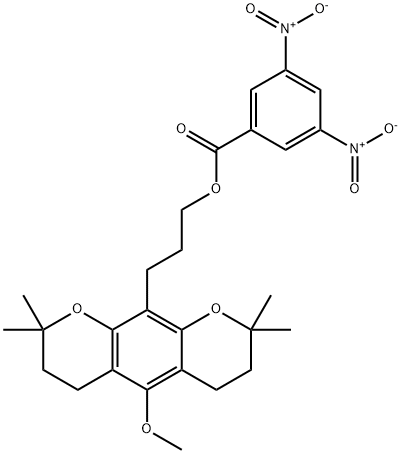 3,4,7,8-Tetrahydro-5-methoxy-2,2,8,8-tetramethyl-2H,6H-benzo[1,2-b:5,4-b']dipyran-10-(1-propanol)3,5-dinitrobenzoate Struktur