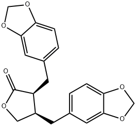 (3S,4R)-3,4-Bis(1,3-benzodioxol-5-ylmethyl)-4,5-dihydrofuran-2(3H)-one Struktur