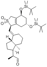 4-[[(4S,6R)-4,6-Bis[[(tert-butyl)dimethylsilyl]oxy]-1,3,4,5,6,7-hexahydro-2,2-dioxidobenzo[c]thien-1-yl]methylene]octahydro-a,7a-dimethyl-1H-indene-1-acetaldehyde Struktur