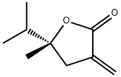 2(3H)-Furanone,dihydro-5-methyl-3-methylene-5-(1-methylethyl)-,(5R)-(9CI) Struktur