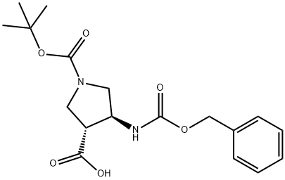 (3R,4S)-1-Boc-4-Cbz-amino-3-pyrrolidinecarboxylic acid Struktur