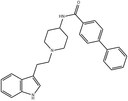 N-(1-(2-(1H-Indol-3-yl)ethyl)-4-piperidinyl)-(1,1'-biphenyl)-4-carboxamide Struktur