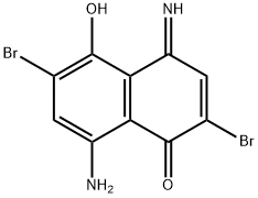 8-amino-2,6-dibromo-5-hydroxy-4-iminonaphthalen-1(4H)-one Struktur