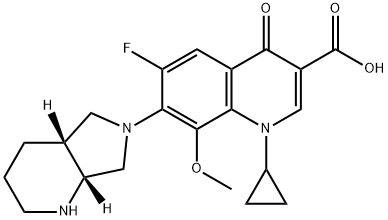 1-Cyclopropyl-6-fluoro-1,4-dihydro-8-methoxy-7-[(4aR,7aR)-octahydro-6H-pyrrolo[3,4-b]pyridin-6-yl]-4-oxo-3-quinolinecarboxylic acid Struktur