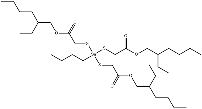 2-ethylhexyl 4-butyl-10-ethyl-4-[[2-[(2-ethylhexyl)oxy]-2-oxoethyl]thio]-7-oxo-8-oxa-3,5-dithia-4-stannatetradecanoate  Struktur