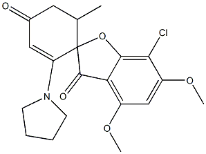 7-Chloro-4,6-dimethoxy-6'-methyl-2'-(1-pyrrolidinyl)spiro[benzofuran-2(3H),1'-[2]cyclohexene]-3,4'-dione Struktur