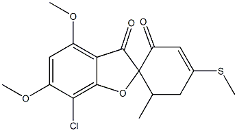 7-Chloro-4,6-dimethoxy-6'-methyl-4'-(methylthio)spiro[benzofuran-2(3H),1'-[3]cyclohexene]-2',3-dione Struktur