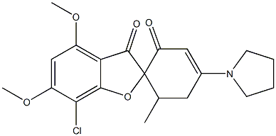 7-Chloro-4,6-dimethoxy-6'-methyl-4'-(1-pyrrolidinyl)spiro[benzofuran-2(3H),1'-[3]cyclohexene]-2',3-dione Struktur