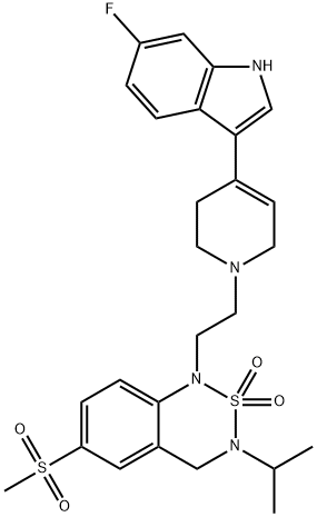 1-(2-[4-(6-FLUORO-1H-INDOL-3-YL)-3,6-DIHYDRO-2H-PYRIDIN-1-YL]-ETHYL)-3-ISOPROPYL-6-METHANESULFONYL-3,4-DIHYDRO-1H-BENZO[1,2,6]THIADIAZINE 2,2-DIOXIDE Struktur