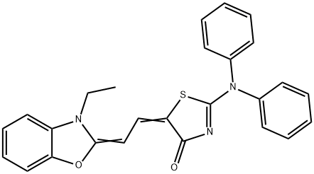 2-(diphenylamino)-5-[(3-ethyl-3H-benzoxazol-2-ylidene)ethylidene]thiazol-4(5H)-one Struktur