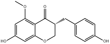 (-)-2,3-Dihydro-7-hydroxy-3-[(4-hydroxyphenyl)methyl]-5-methoxy-4H-1-benzopyran-4-one Struktur