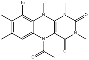 Benzo[g]pteridine-2,4(1H,3H)-dione,  5-acetyl-9-bromo-5,10-dihydro-1,3,7,8,10-pentamethyl- Struktur