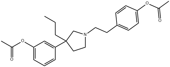 Acetic acid m-[1-(p-acetoxyphenethyl)-3-propyl-3-pyrrolidinyl]phenyl ester Struktur