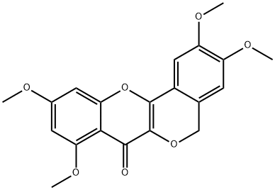 2,3,8,10-Tetramethoxy-[2]benzopyrano[4,3-b][1]benzopyran-7(5H)-one Struktur