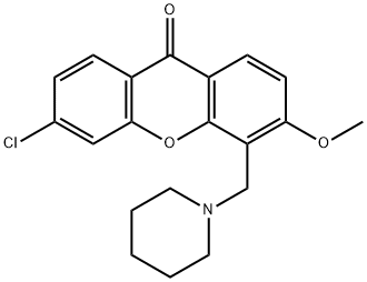 6-Chloro-3-methoxy-4-(piperidinomethyl)-9H-xanthen-9-one Struktur