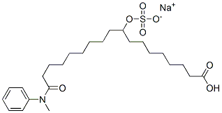 sodium hydrogen N-methyl-N-phenyl-10-(sulphonatooxy)octadecanamidate Struktur