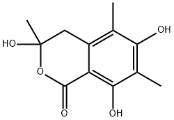 3,4-Dihydro-3,5,7-trimethyl-3,6,8-trihydroxy-1H-2-benzopyran-1-one Struktur