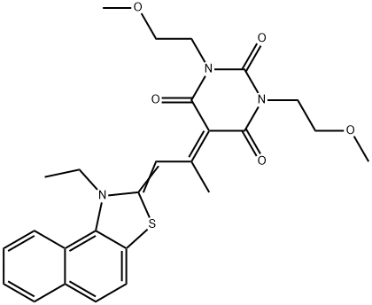 5-[2-(1-ethylnaphtho[1,2-d]thiazol-2(1H)-ylidene)-1-methylethylidene]-1,3-bis(2-methoxyethyl)barbituric acid Struktur