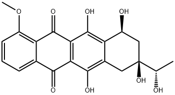 5,12-Naphthacenedione, 7,8,9,10-tetrahydro-6,8,10,11-tetrahydroxy-8-(1S)-1-hydroxyethyl-1-methoxy-, (8S,10S)- Struktur