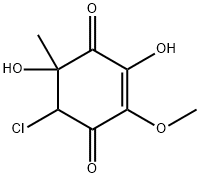 (-)-6-Chloro-3,5-dihydroxy-2-methoxy-5-methyl-2-cyclohexene-1,4-dione Struktur