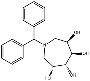 1H-Azepine-3,4,5,6-tetrol, 1-(diphenylmethyl)hexahydro-, (3R,4R,5R,6R)- Struktur