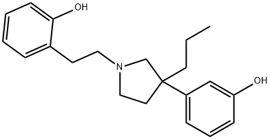 m-[1-(o-Hydroxyphenethyl)-3-propyl-3-pyrrolidinyl]phenol Struktur