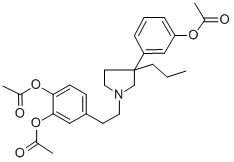 4-(2-(3-(m-Hydroxyphenyl)-3-propyl-1-pyrrolidinyl)ethyl)pyrocatechol t riacetate Struktur