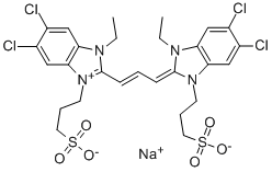 5,6-DICHLORO-2-(3-(5,6-DICHLORO-1-ETHYL-3-(3-SULFOPROPYL)-1,3-DIHYDRO-2H-BENZIMIDAZOL-2-YLIDENE)-1-PROPENYL)-1-ETHYL-3-(3-SULFOPROPYL)-1H-BENZIMIDAZOLIUM INNER SALT SODIUM SALT Struktur