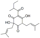 2,5-Dihydroxy-2,6-bis(3-methyl-2-butenyl)-4-(2-methyl-1-oxobutyl)-4-cyclohexene-1,3-dione Struktur