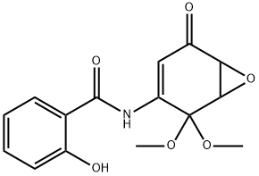 N-(2,2-diMethoxy-5-oxo-7-oxabicyclo[4.1.0]hept-3-en-3-yl)-2-hydroxybenzaMide Struktur