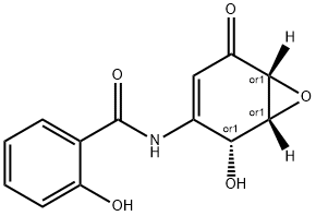 Cis(+/-)-2-hydroxy-N-(2-hydroxy-5-oxo-7-oxabicyclo[4.1.0]hept-3-en-3-yl)benzaMide Struktur