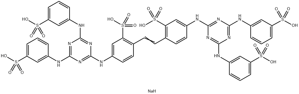 hexasodium 4,4'-bis[[4,6-bis(m-sulphonatoanilino)-1,3,5-triazin-2-yl]amino]stilbene-2,2'-disulphonate Struktur