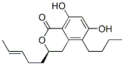 (R)-5-Butyl-3,4-dihydro-6,8-dihydroxy-3-[(E)-3-pentenyl]-1H-2-benzopyran-1-one Struktur