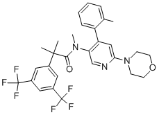 2-[3,5-bis(trifluoromethyl)phenyl]-N,2-dimethyl-N-[4-(2-methylphenyl)-6-morpholin-4-yl-pyridin-3-yl]propanamide Struktur