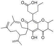 3-[6,7-Dihydro-2,3-dimethyl-4,7-dioxo-5-hydroxy-6-(2-isopropenyl-5-methyl-5-hexenyl)-6-(3-methyl-2-butenyl)chroman-8-yl]hexanoic acid Struktur