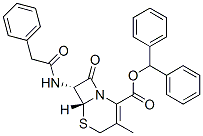 diphenylmethyl (6R-trans)-3-methyl-8-oxo-7-(phenylacetamido)-5-thia-1-azabicyclo[4.2.0]oct-2-ene-2-carboxylate Struktur