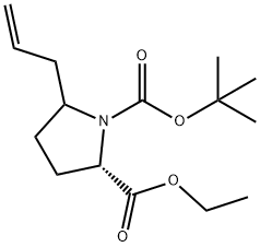 1,2-Pyrrolidinedicarboxylic acid, 5-(2-propen-1-yl)-, 1-(1,1-diMethylethyl) 2-ethyl ester, (2S)- Struktur