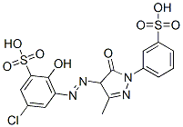 5-chloro-2-hydroxy-3-[[3-methyl-5-oxo-1-(m-sulphophenyl)-2-pyrazolin-4-yl]azo]benzenesulphonic acid Struktur