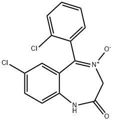 7-Chloro-2-oxo-5-(2-chlorophenyl)-1,4-benzodiazepine-4-oxide Struktur