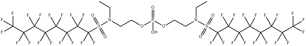 bis[2-[N-ethyl(heptadecafluorooctanesulphonyl)amino]ethyl] hydrogen phosphate Struktur