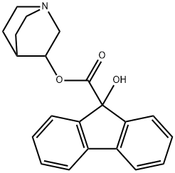 9-Hydroxy-9H-fluorene-9-carboxylic acid 1-azabicyclo[2.2.2]octan-3-yl ester Struktur