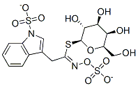 3-[[N-sulfonatooxy-C-[(2S,3R,4S,5R,6R)-3,4,5-trihydroxy-6-(hydroxymeth yl)oxan-2-yl]sulfanyl-carbonimidoyl]methyl]indole-1-sulfonate Struktur