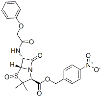 4-nitrobenzyl [2S-(2alpha,5alpha,6beta)]-3,3-dimethyl-7-oxo-6-(phenoxyacetamido)-4-thia-1-azabicyclo[3.2.0]heptane-2-carboxylate 4-oxide Struktur