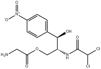 2-[(dichloroacetyl)amino]-3-hydroxy-3-(4-nitrophenyl)propyl [R-(R*,R*)]-aminoacetate Struktur