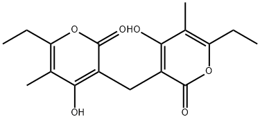 3,3'-Methylenebis(6-ethyl-4-hydroxy-5-methyl-2H-pyran-2-one) Struktur